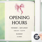 Cream Pink Bow Opening Hours Small Business Fensteraufkleber (Zuhause)
