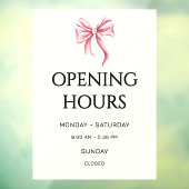 Cream Pink Bow Opening Hours Small Business Fensteraufkleber (Blatt 3)