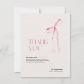 Cream & Pink Bow thank you card Einladung (Vorderseite)