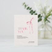 Cream & Pink Bow thank you card Einladung (Stehend Vorderseite)