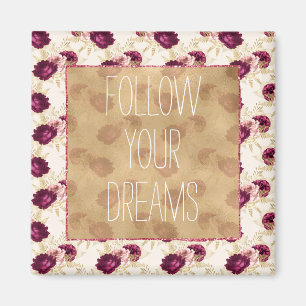 Cream Pink Burgundy Blumenzettel Magnet