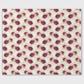 Cream Pink Burgundy Floral Geschenkpapier (Flach)