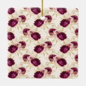 Cream Pink Burgundy Floral Keramikornament (Rückseite)