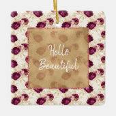 Cream Pink Burgundy Floral Keramikornament (Vorderseite)