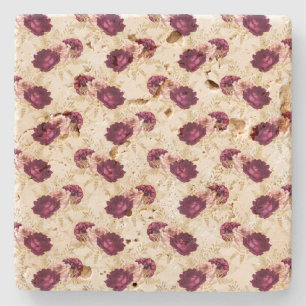 Cream Pink Burgundy Floral Steinuntersetzer