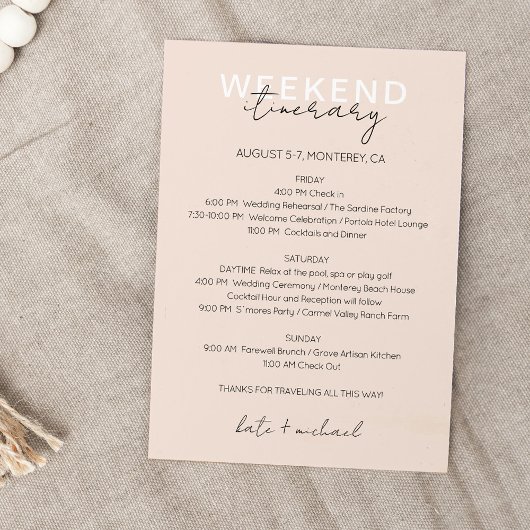 Cream Pink-Hochzeitskarte am Wochenende Einladung