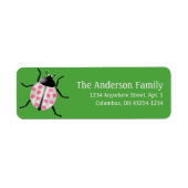 Cream & Pink Ladybug Niedliche Adressetiketten (Vorne)