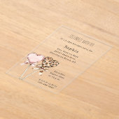 Cream Pink Leopard Hearts Birthday Acryleinladungen (Ablage )