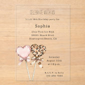 Cream Pink Leopard Hearts Birthday Acryleinladungen (Vorderseite)