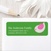 Cream & Pink Little Birdie 4 Chic Address Labels (Insitu)
