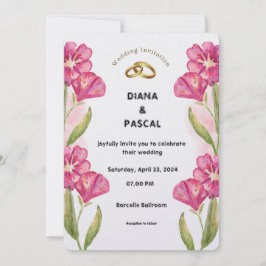 Cream Pink Watercolor Einladung zur Hochzeit