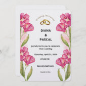 Cream Pink Watercolor Einladung zur Hochzeit (Vorne/Hinten)