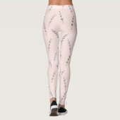 Cream Pink Women's Leaf Print Leggings (Rückseite)