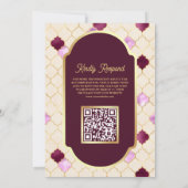 Cream Plum Quatrefoil QR Code Muslime Hochzeit Einladung (Rückseite)