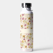 Cream Plum Wildflower Watercolor Monogram Name Trinkflasche (Links)