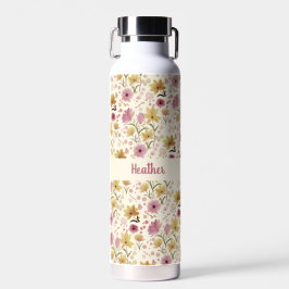 Cream Plum Wildflower Watercolor Monogram Name Trinkflasche