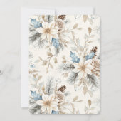 Cream Poinsettia Blue Floral Wedding Einladung (Rückseite)