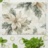 Cream Poinsettia Blume Geschirrtuch (Gefaltet)