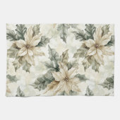 Cream Poinsettia Blume Geschirrtuch (Horizontal)