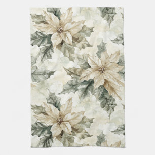 Cream Poinsettia Blume Geschirrtuch