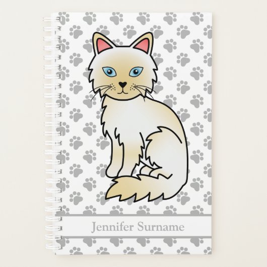 Cream Point Birman / Ragdoll Cat and Paws & Text Planer (Vorderseite)