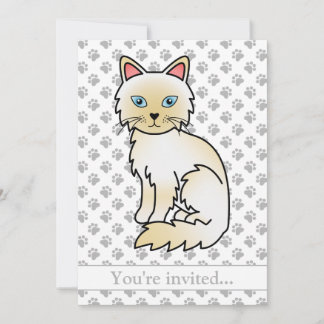 Cream Point Birman/Ragdoll Cat Birthday Party Einladung
