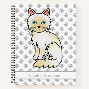 Cream Point Birman / Ragdoll Cat & Custom Text Notizblock