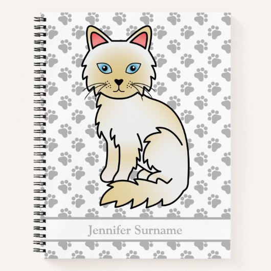 Cream Point Birman / Ragdoll Katze & Benutzerdefin Notizblock (Vorderseite)