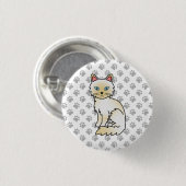 Cream Point Birman / Ragdoll Niedlich Cat & Paws Button (Vorne & Hinten)