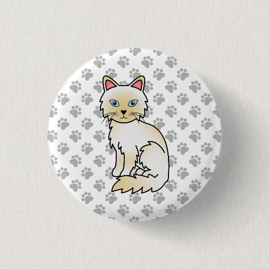 Cream Point Birman / Ragdoll Niedlich Cat & Paws Button (Vorderseite)