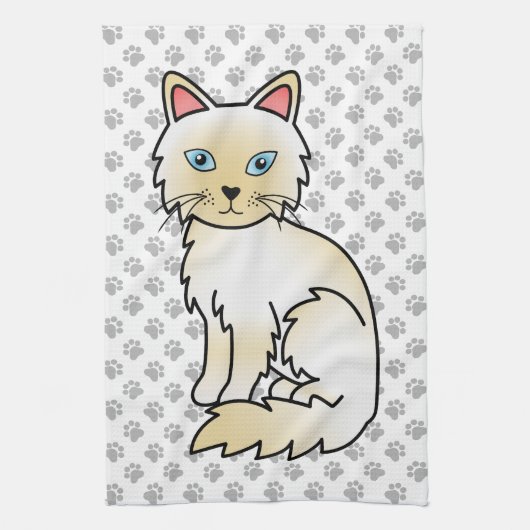 Cream Point Birman / Ragdoll Niedlich Cat & Paws Geschirrtuch (Vertikal)