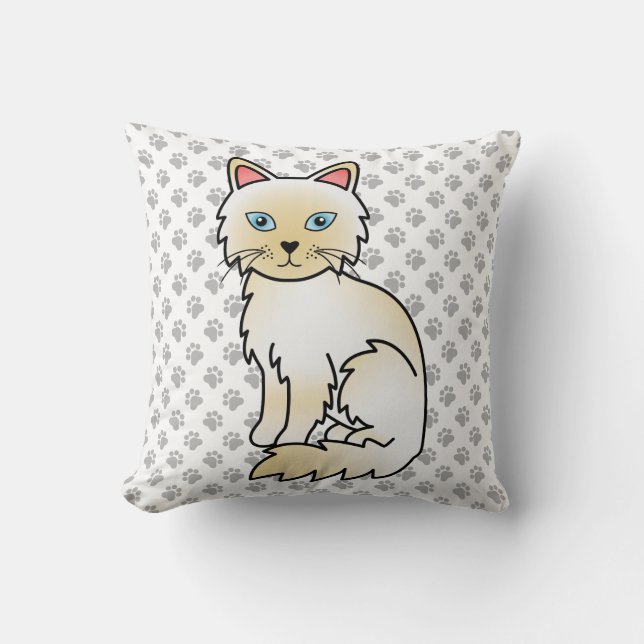 Cream Point Birman / Ragdoll Niedlich Cat & Paws Kissen (Vorderseite)