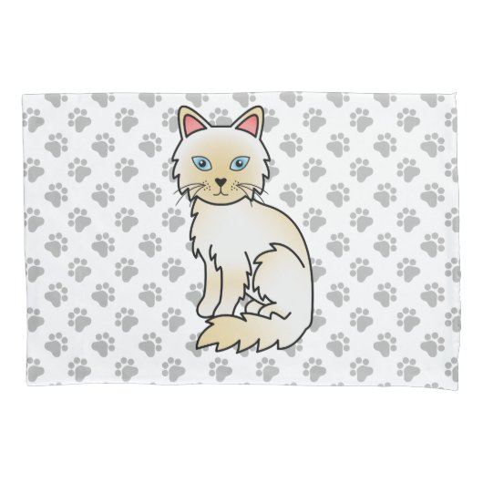 Cream Point Birman / Ragdoll Niedlich Cat & Paws Kissenbezug (Vorderseite)