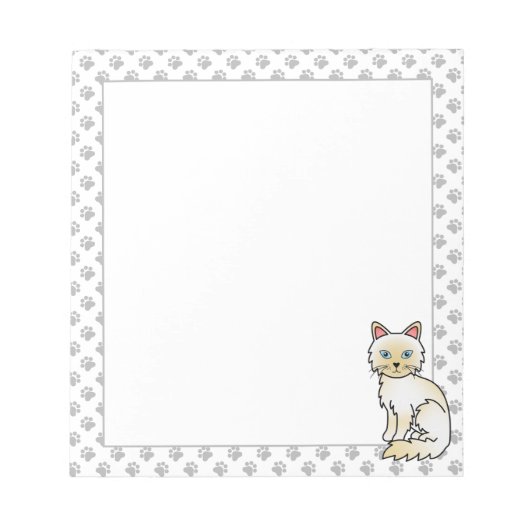 Cream Point Birman / Ragdoll Niedlich Cat & Paws Notizblock (Vorderseite)