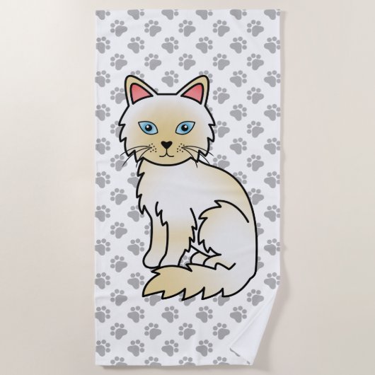 Cream Point Birman / Ragdoll Niedlich Cat & Paws Strandtuch (Vorderseite)