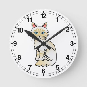 Cream Point Tabby Birma / Ragdoll Katze Runde Wanduhr