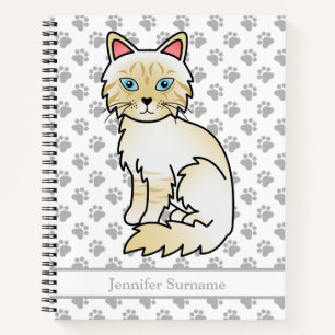 Cream Point Tabby Birman/Ragdoll Cat & Custom Text Notizblock
