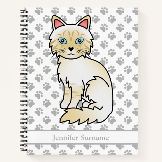 Cream Point Tabby Birman/Ragdoll Cat & Custom Text Notizblock (Vorderseite)