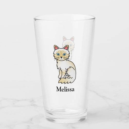 Cream Point Tabby Birman / Ragdoll Cat & Name Glas (Vorderseite)