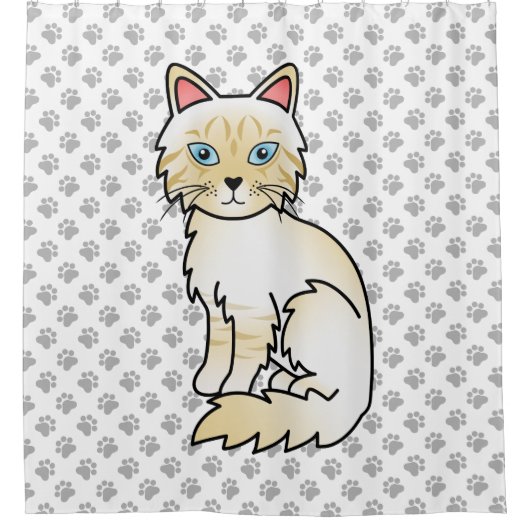 Cream Point Tabby Birman / Ragdoll Cat & Paws Duschvorhang (Vorderseite)