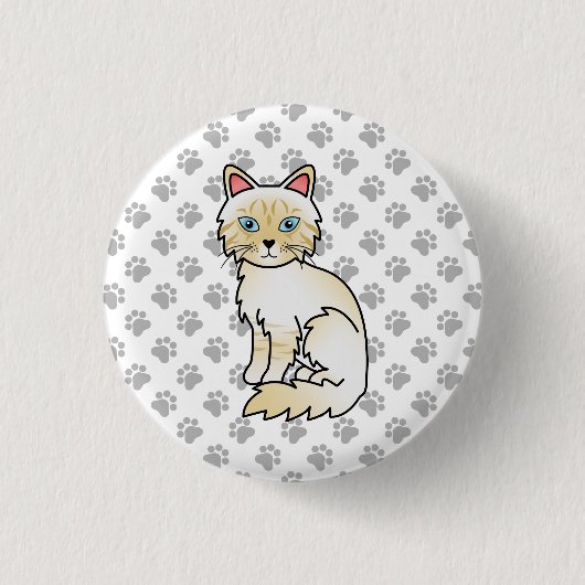 Cream Point Tabby Birman / Ragdoll Niedlich Cat &  Button (Vorderseite)