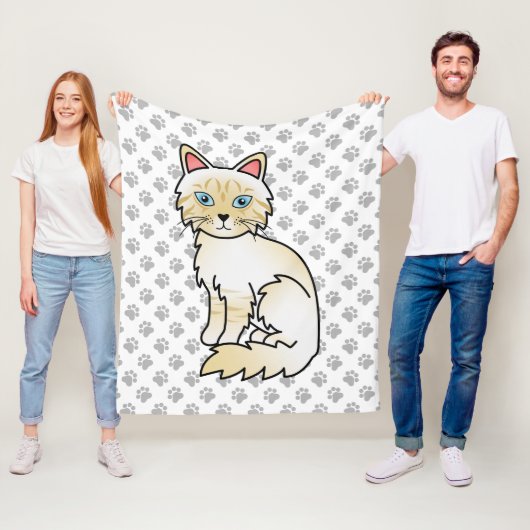 Cream Point Tabby Birman / Ragdoll Niedlich Cat & Fleecedecke (Beispiel)