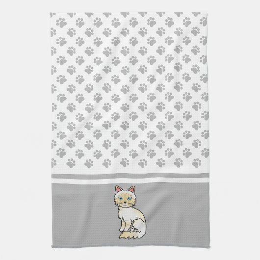Cream Point Tabby Birman / Ragdoll Niedlich Cat &  Geschirrtuch (Vertikal)