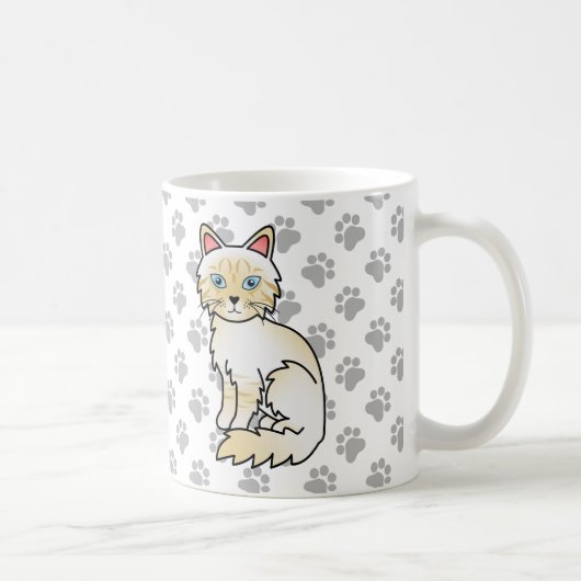 Cream Point Tabby Birman / Ragdoll Niedlich Cat &  Kaffeetasse (Rechts)