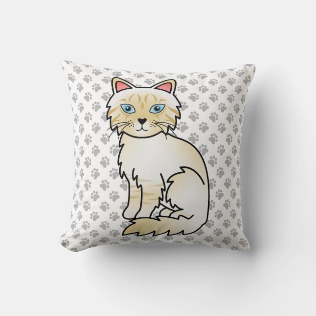 Cream Point Tabby Birman / Ragdoll Niedlich Cat &  Kissen (Vorderseite)