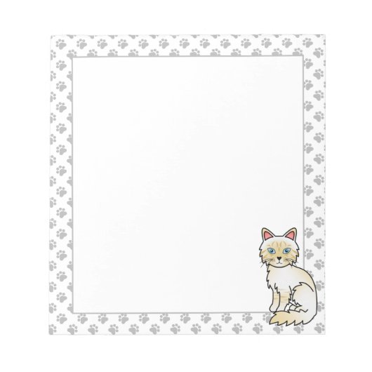 Cream Point Tabby Birman / Ragdoll Niedlich Cat & Notizblock (Vorderseite)