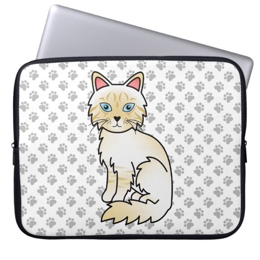 Cream Point Tabby Birman/Ragdoll Niedlich Cat & Pa Laptopschutzhülle (Vorderseite)