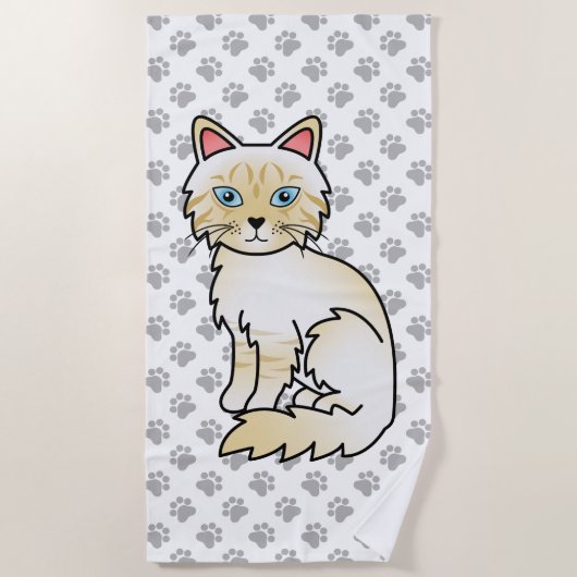 Cream Point Tabby Birman / Ragdoll Niedlich Cat & Strandtuch (Vorderseite)