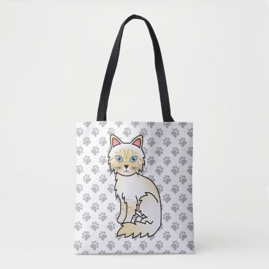 Cream Point Tabby Birman / Ragdoll Niedlich Cat &  Tasche (Vorderseite)