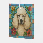 Cream Poodle Dog "Stettingglas" Ornament Aus Glas (Vorderseite links)
